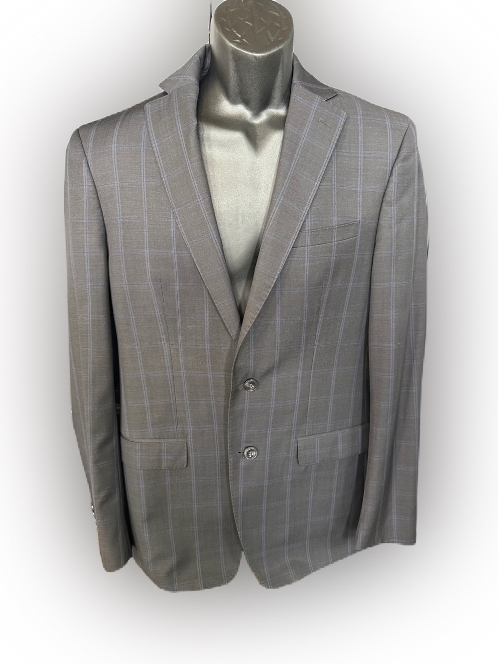 Michael Kors Men’s Charcoal Gray and Blue Plaid Blazer Suit Coat. Size 42L
